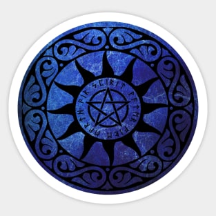 Five Elements Runic Magical Pentacle -  Blue Version Sticker